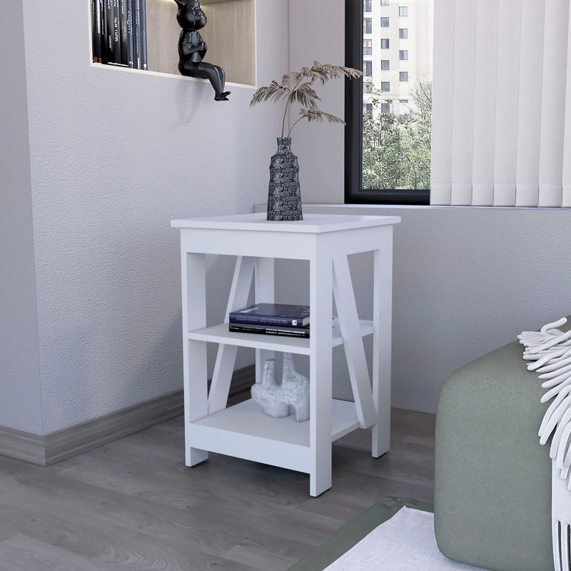 Table avec 2 tablettes, Blanc