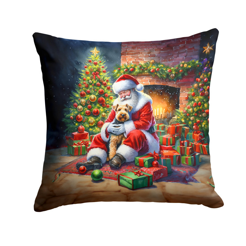 Coussin décoratif Lakeland Terrier and Santa Claus, H 18 po x l 18 po