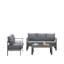 3-Piece Modern Aluminum Patio Conversation Set, 5-Seat Outdoor Sofa With  Thick Dark Gray Cushions & Gray Frame And Coffee Table-1665080688