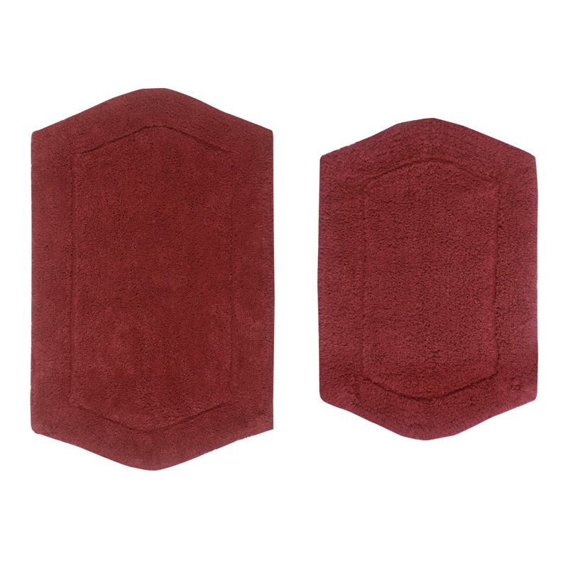 Morissette 2 Pcs Bath Rug Set (17"x24", 21"x34"), Red