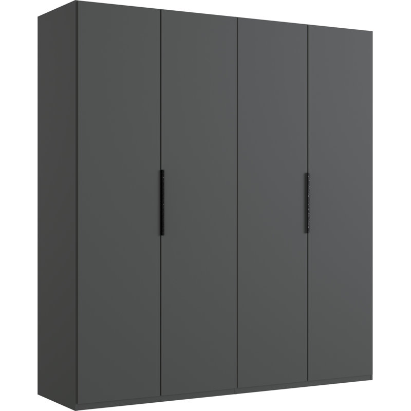 Guardino 4 Door Wardrobe, 236cm H x 200cm W x 58cm D, Graphite