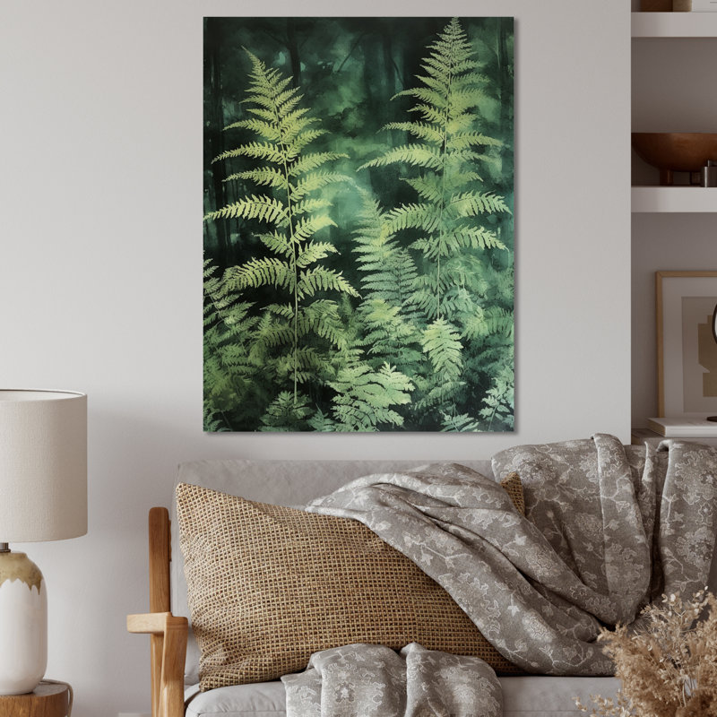 Vert fougère verte IV - décoration murale florale en métal, H 20 po x l 12 po x P 1 po