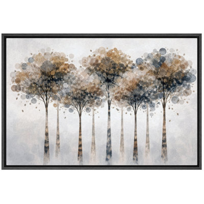 Aquarelle, art de rangée d'arbre, photos de salon botanique neutre doux, impression sur toile encadrée