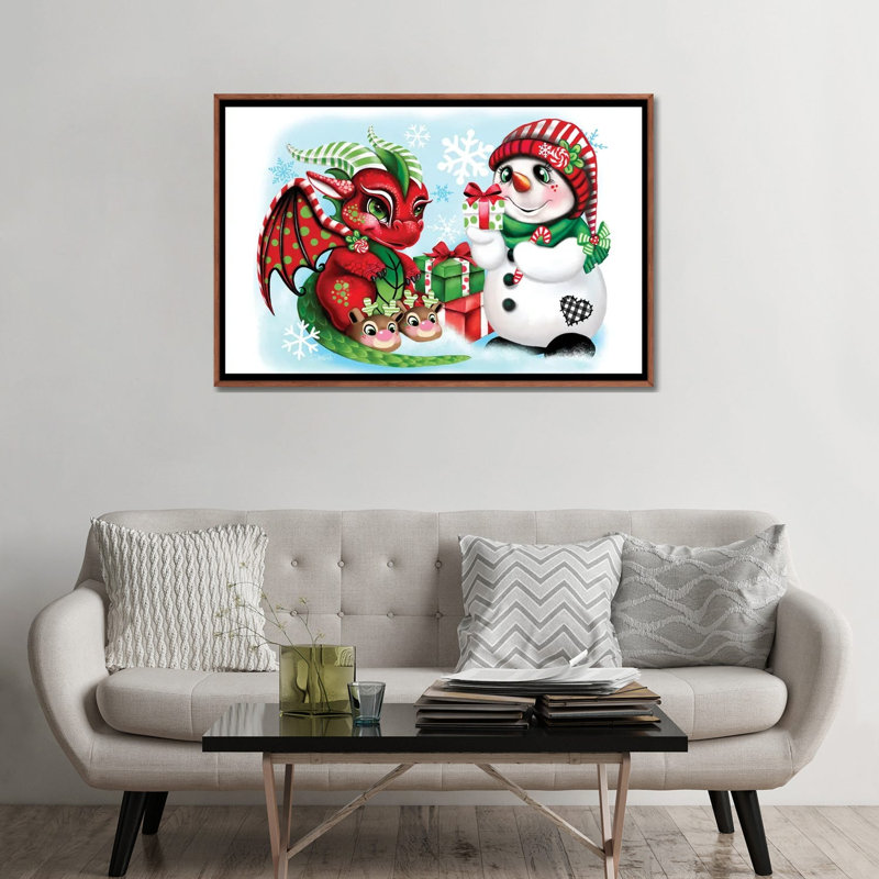 A Gift For My Dragon - Reproduction d'art murale - Toile encadrée, H 32 po x l 48 po, Brun