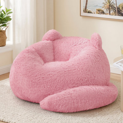 Fauteuil à billes, fauteuils à billes géants pour adultes, grand fauteuil à billes en fausse fourrure, canapé à billes moelleux en forme de chat, canapé d'appoint confortable pour le salon et la chambre à coucher