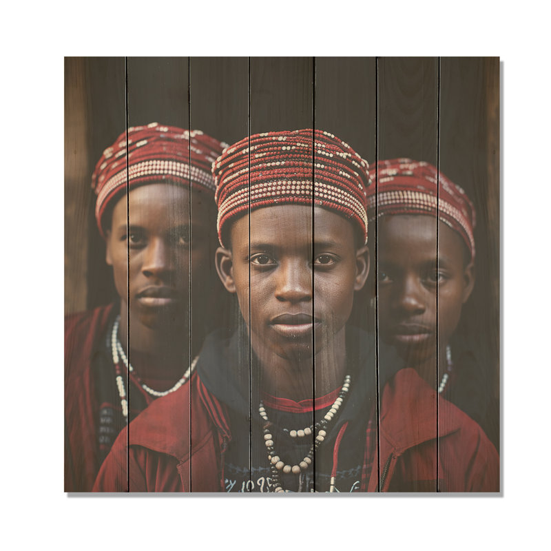 African Warrior Tribal Essence I - Tribal africain sur bois, H 15 po x l 15 po