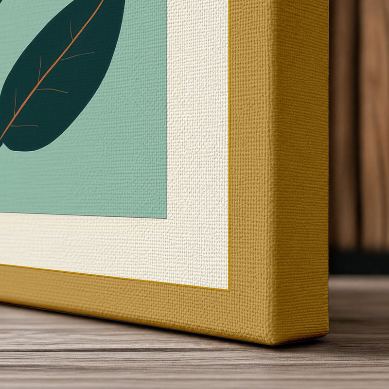 Flowering Plant Study Botanical - Wrapped Canvas, 36x24 - 91.4 x 61.0 cm, Ochre Border