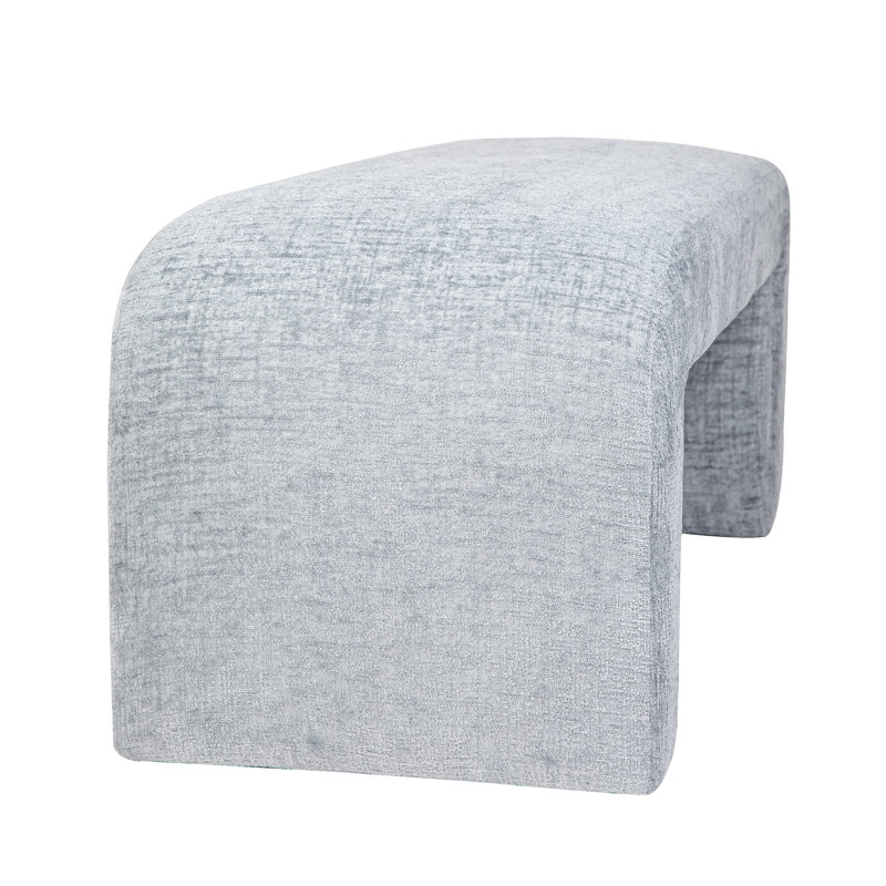 Banc rembourré mortrick, Microsuède bleu Gwen, H 19 po x l 48 po x P 19 po