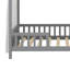 Lit en bois avec auvent, structure de maison et rails latéraux surélevés, avec structure semblable au toit-637750976