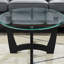 Table basse ovale noire de 48 pouces, en verre et en bois massif, idéale pour les espaces variés, facile à nettoyer et à nettoyer