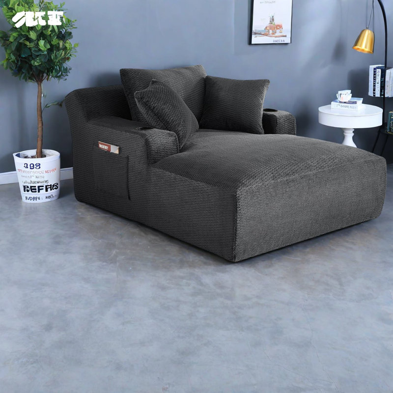 Canapé-lit confortable en fausse fourrure, gris foncé, idéal pour la maison et le bureau