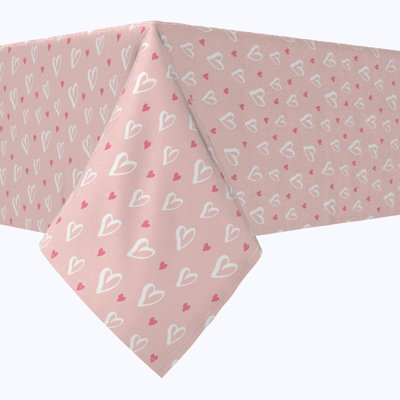 Rectangular Tablecloth, 100% Cotton, 60x104", Heart Symbols