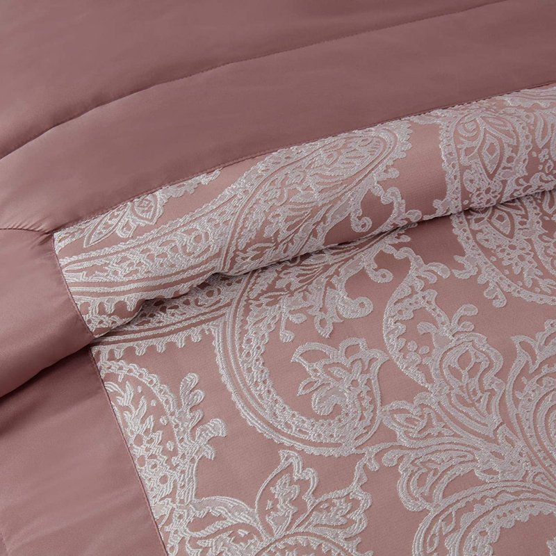 Engleman Polyester Paisley Bedspread with Pillow Shams, Blush