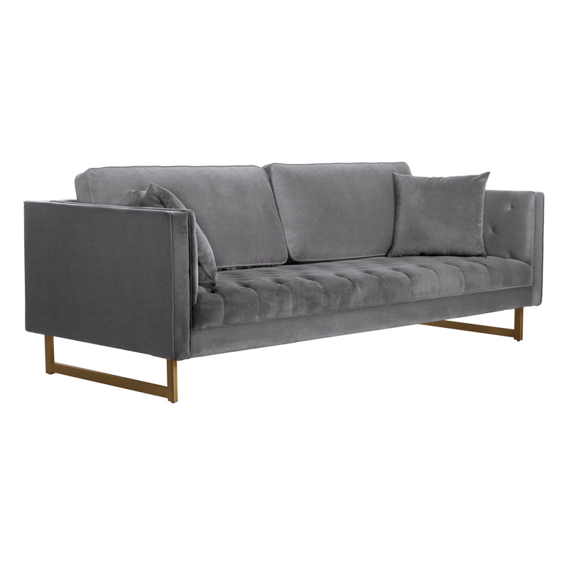 90" Velvet Square Arm Sofa with Reversible Cushions, Gray