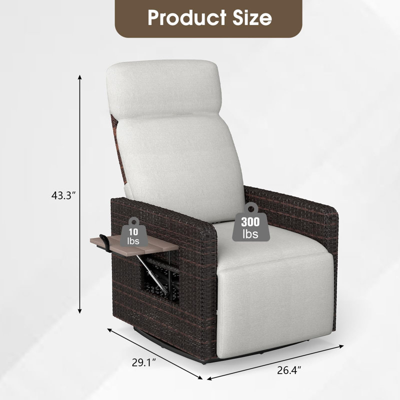 Fauteuil inclinable d'extérieur Kinbor, Blanc / Brun
