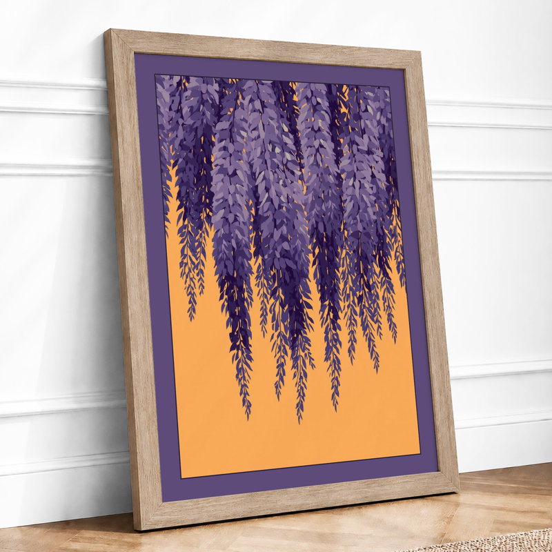 Cascading Purple Blooms Botanical - Print, A2 - 59.4 x 42.0 cm, Oak
