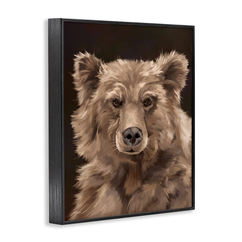 «Fluffy Bear Cub», estampe numérique par Cat Thurman Designs, Giclée encadrée noir minuit, H 20 po x l 16 po
