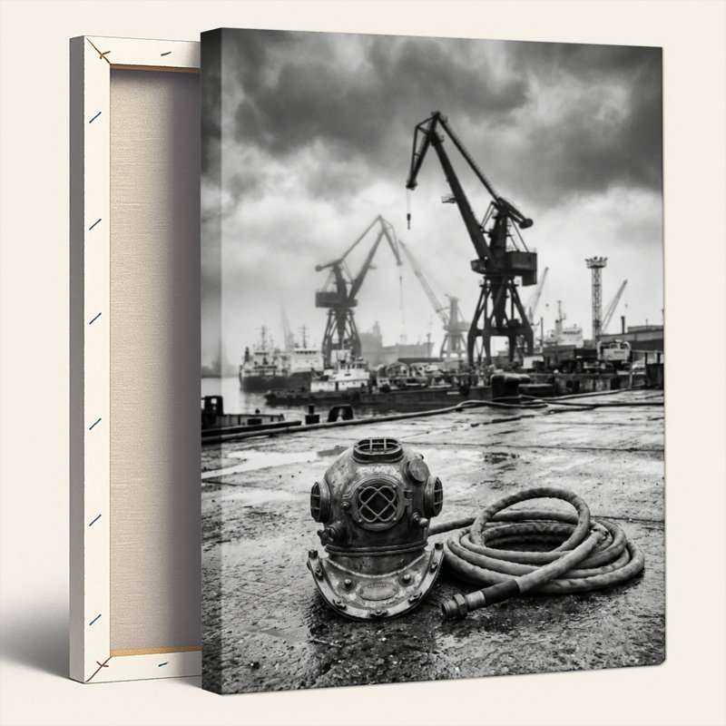 Ensemble de 1 tableau sur toile représentant un port industriel, 24"H x 18"W, Wrapped Canvas