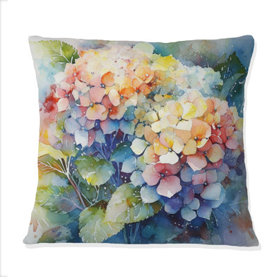 Blue Green Hydrangea - Hydrangea Printed Throw Pillow
