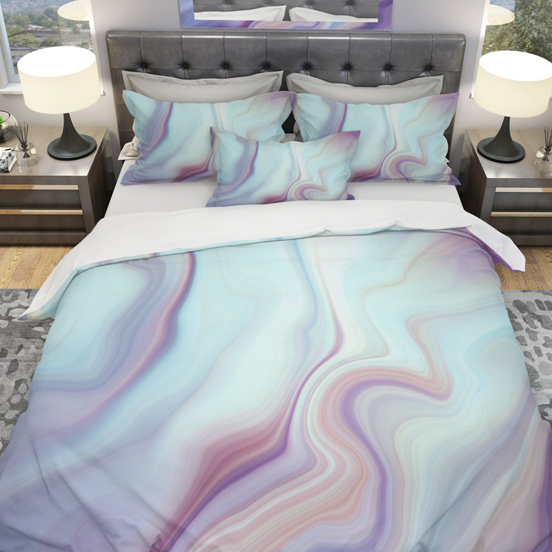 Modern & Contemporary Marble Duvet Cover, King Duvet Cover + 2 Shams