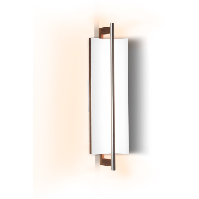 Allavo 22" Dimmable LED Bath Sconce, 3500K - 277V AC, Brushed Aluminum/Walnut, Textured White