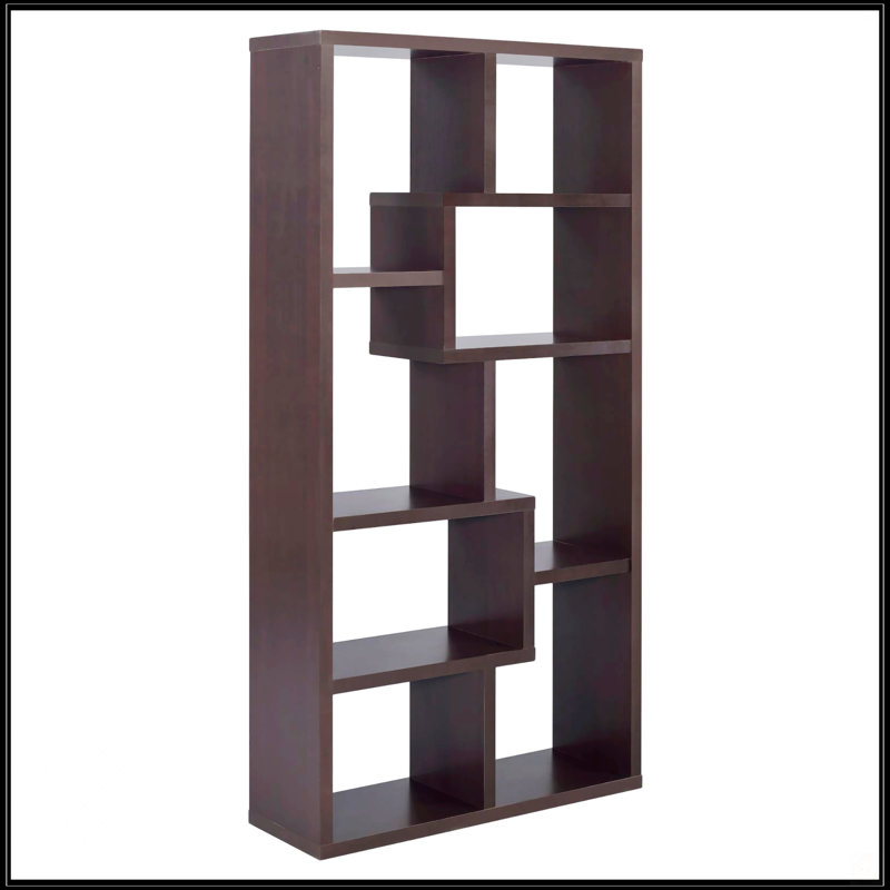 8-Shelf Geometric Bookcase, Cappuccino