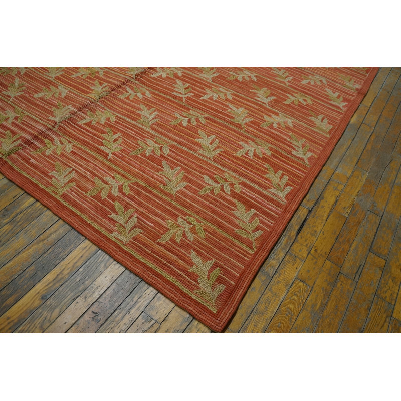 Hand Hooked Wool Floral Area Rug, Rectangle 6' x 9'