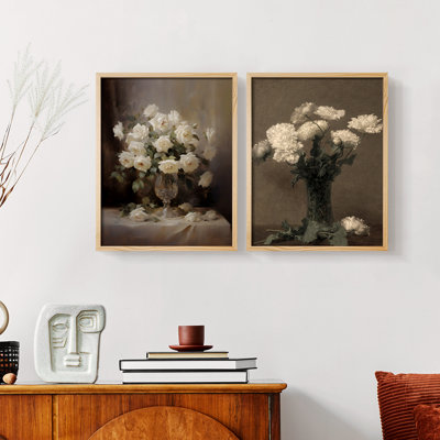Vintage Floral XXXII - Impression Giclée sur cadre - ensemble de 2