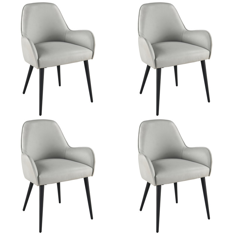 Tushima Arm Chair Dining Chair (Set of 4), Gray