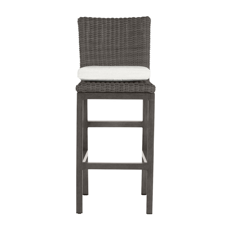 Rustic 30.5" Patio Bar Stool with Cushion, Dove Sunbrella® Linen, Slate Gray, No Welt