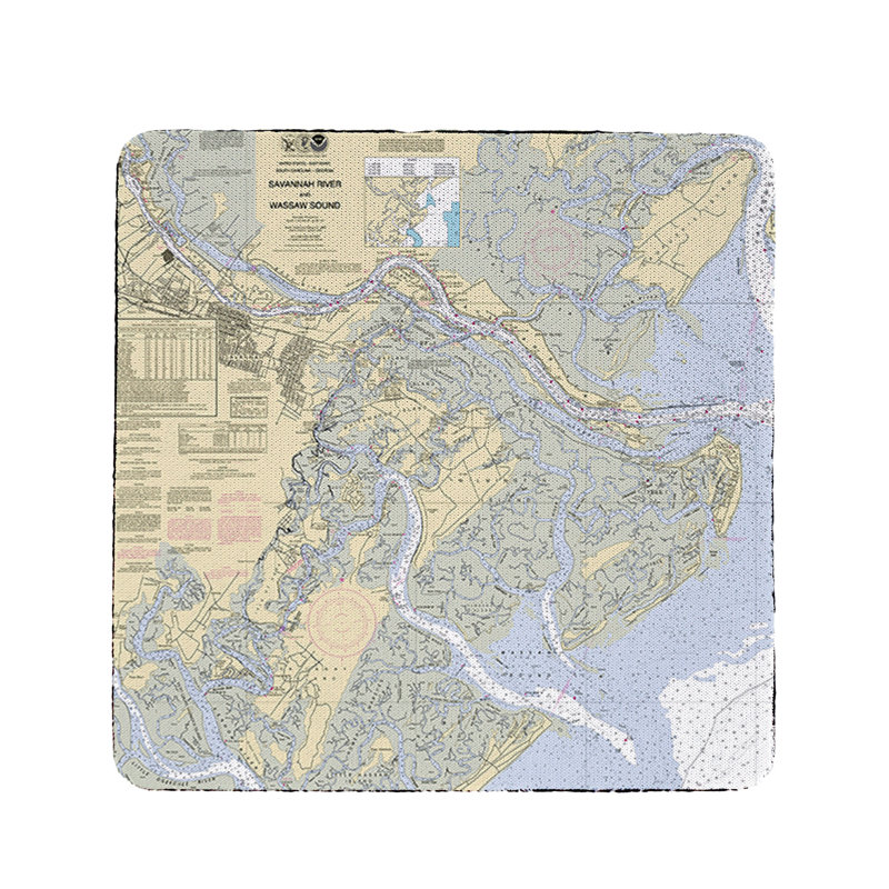 Savannah river et wassaw sound, sous-verre ga