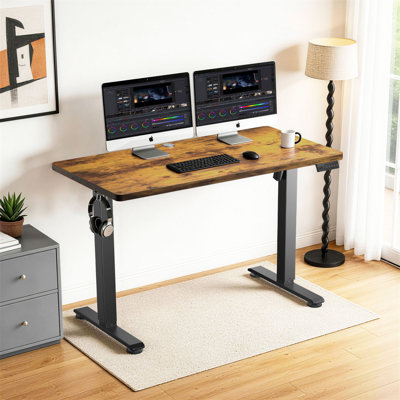 Standing Desk, Adjustable Height Electric   Standing Desk With Memory Controller, Multi-Practical Ergonomic Sit Stand Desk with Cable Management & Sturdy Load-Bearing, Home Office Computer Desk for Work/Study/Gaming (Brown) 