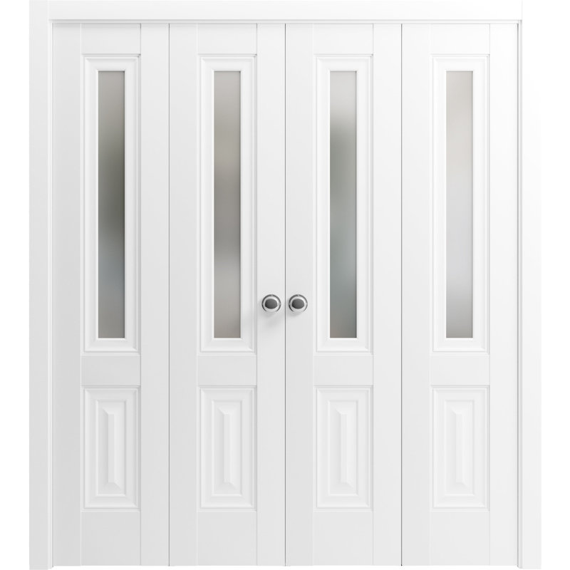 Porte coulissante double en verre givré Lucia, 96 po x 96 po
