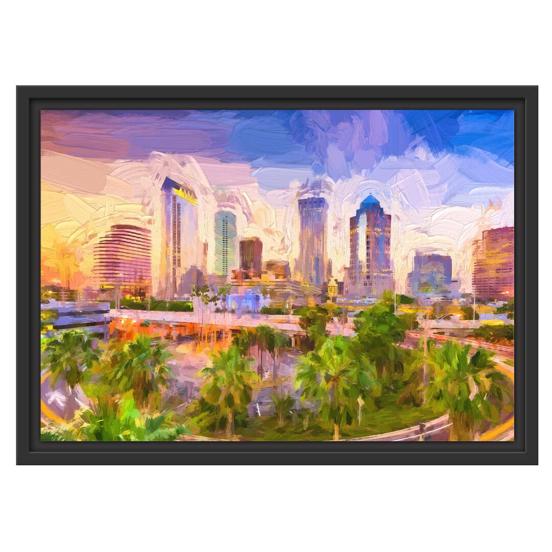 Gerahmtes Wandbild Skyline in den USA Kunst