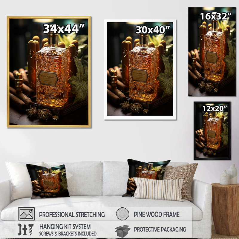 " Cuba Cigar Expression III ", Gold Single Picture Framed, 32" H x 16" W x 1" D