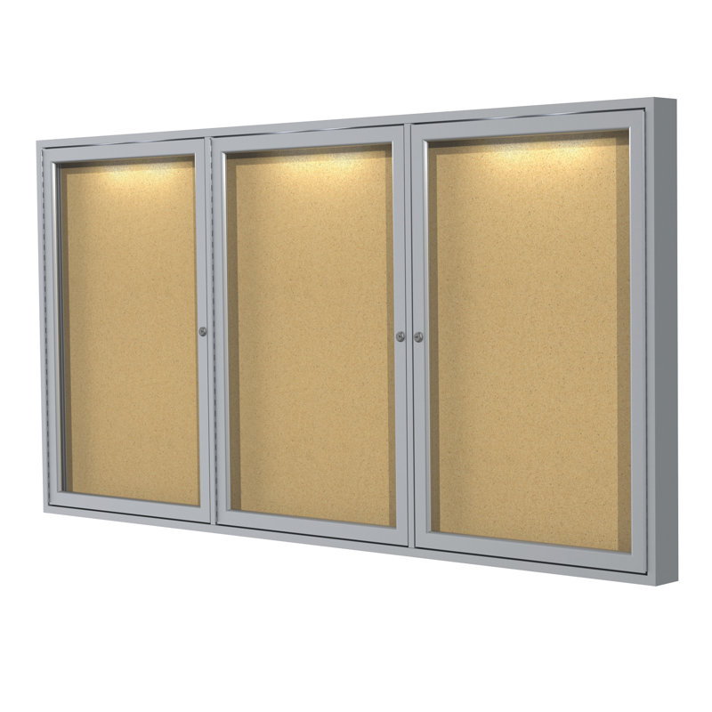 Enclosed Cabinet Cork Bulletin Board, 4' H x 8' W