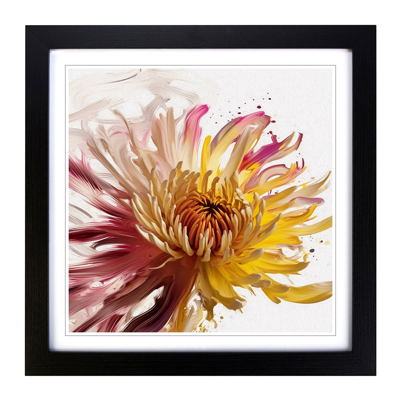 Chrysanthemum Gestural Art - Framed Print, Black