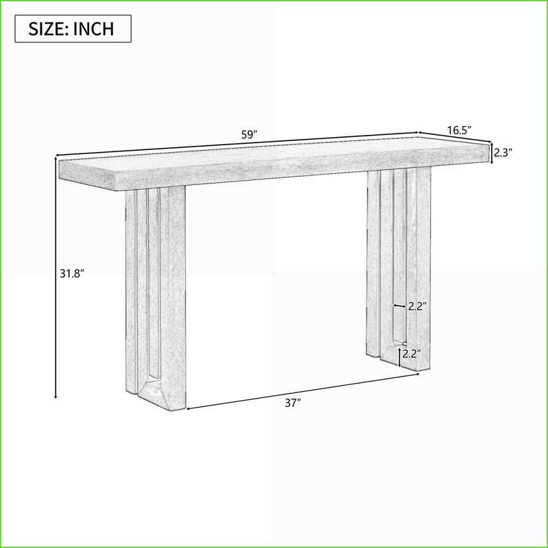 U_STYLE Console en placage de chêne aux formes latérales intrigantes, polyvalente pour le vestibule / salon, facile à assembler et élégante