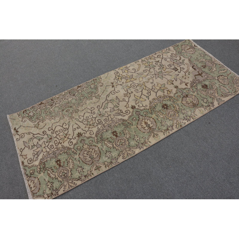Wool Rugs, Turkish Rug, Vintage Rug, Anatolian Rug, Green  2.7x6.4 ft Accent Rug