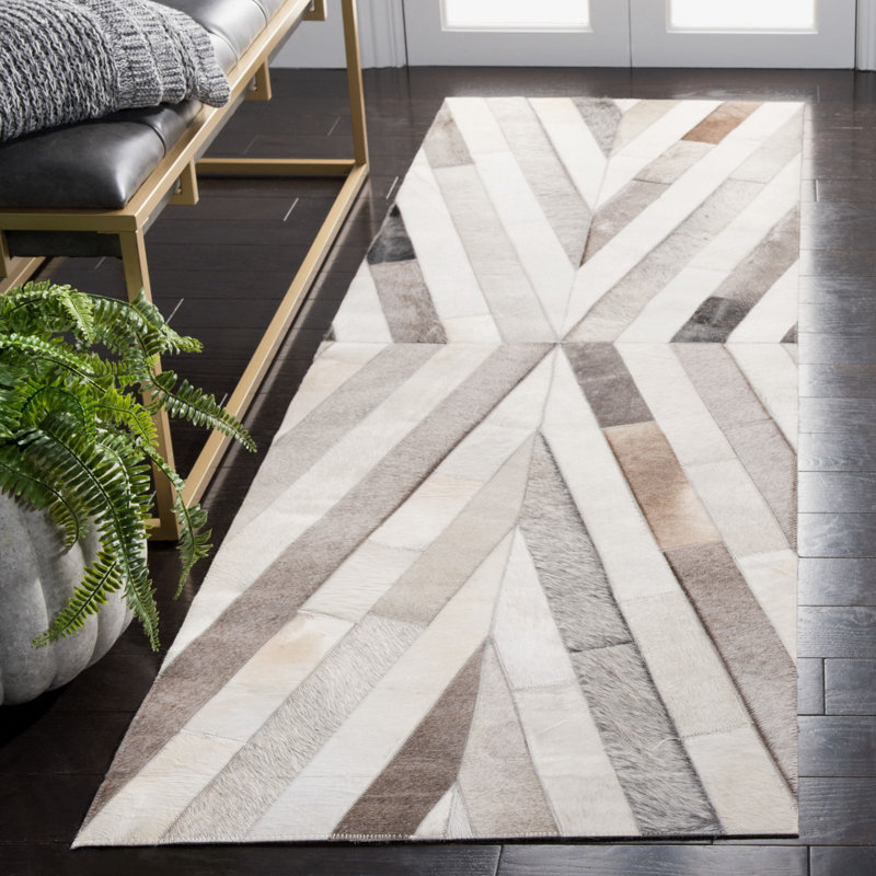 Tapis en cuir Bjarnhildur, Tapis de couloir 2 pi 3 po x 7 pi