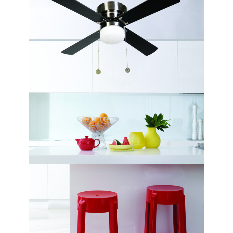 107cm Ceiling Fan with Light Kit, Brushed chrome