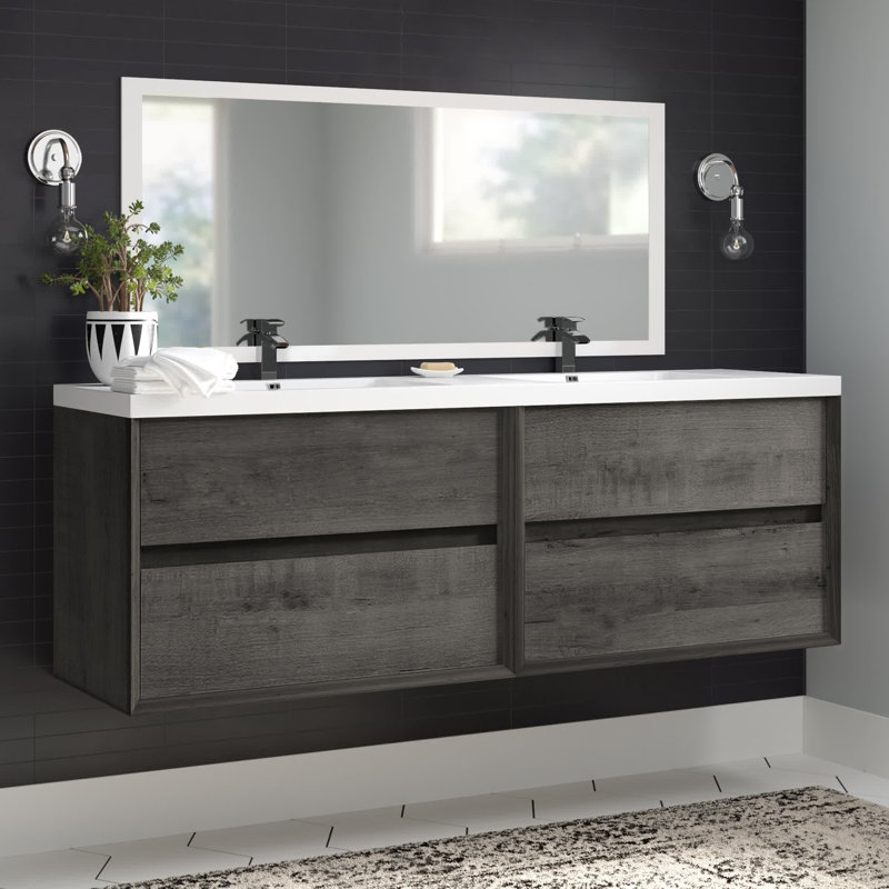 Ensemble de meuble-lavabo double 72 po Stoltenberg, Chêne fumé