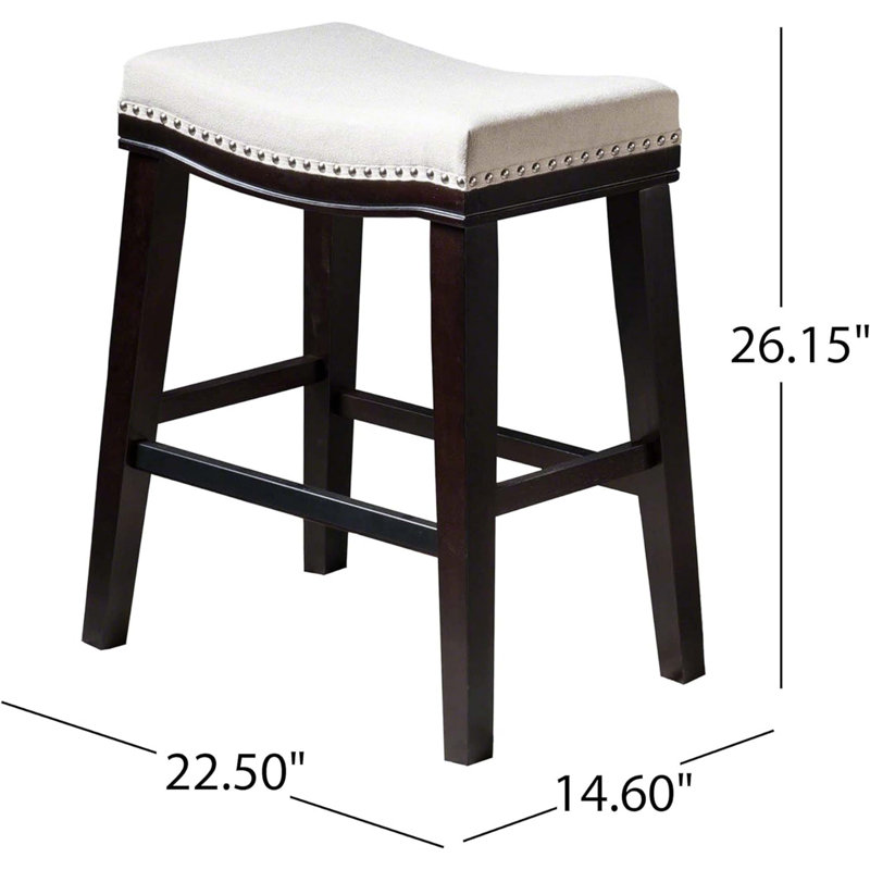 Nobhill Upholstered Counter Stool with Solid Wood Frame, Beige, 26.15"