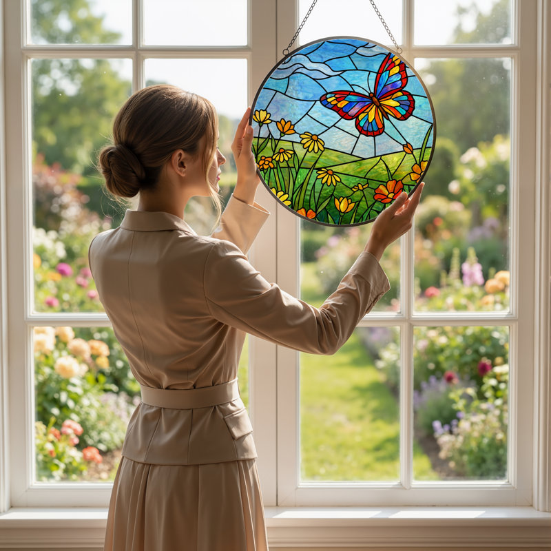 Vitrail de jardin en verre coloré 12 "H, H 12 po x l 12 po
