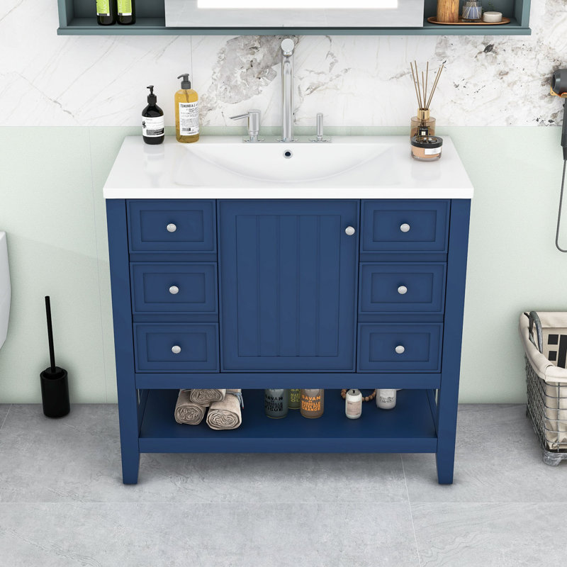 Ensemble de meuble-lavabo simple 36 po avec plateau en céramique Nicolyn