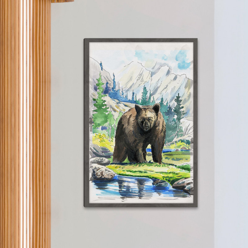 Black Bear - Single Picture Frame Painting, 61cm H x 41cm W 