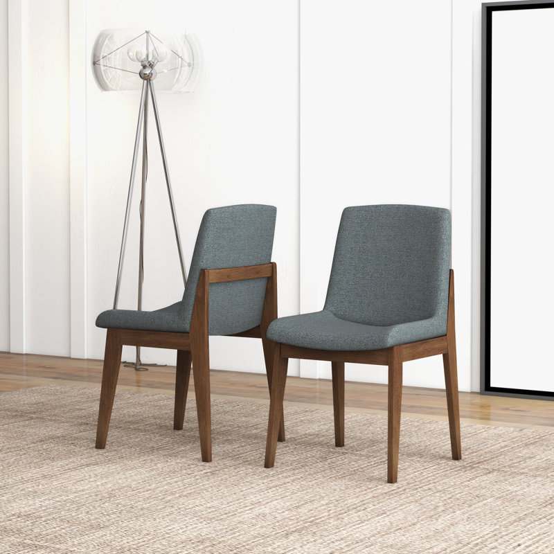 Chaise d'appoint rembourrée en bois massif Halladay, Gris foncé