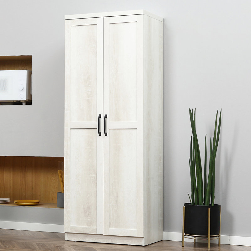 Garde-manger blanc antique 5 tablettes, 63 po, autoportant avec 2 portes pour la cuisine et la salle à manger