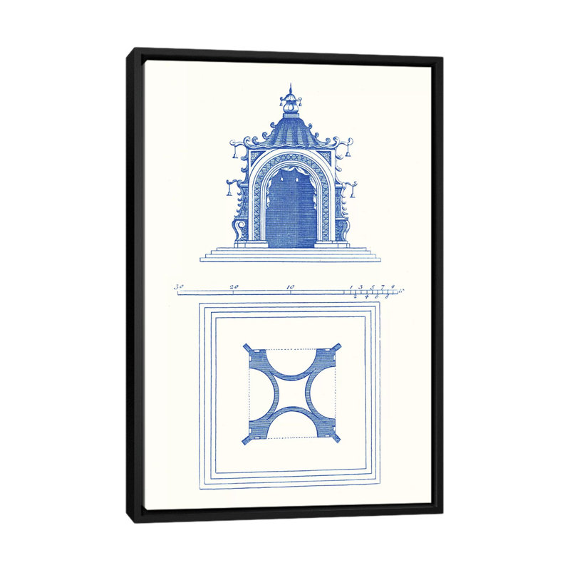 « pagode design iv », reproduction d’impression sur toile, H 48 po x l 32 po x P 1,5 po, Toile avec cadre noir