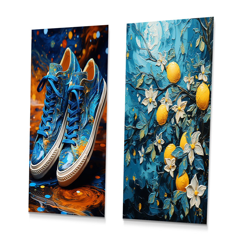 Starfruit Starry Night - fruits, ensemble de 2 impressions sur métal, H 32 po x l 32 po